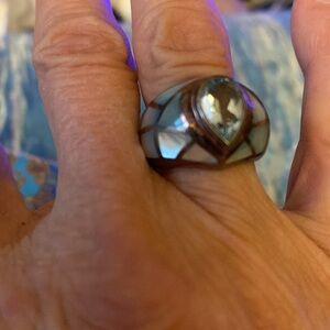 Made in Thailand CNA Sterling Silver 925  ? Inlay with blue Quartz Vintage